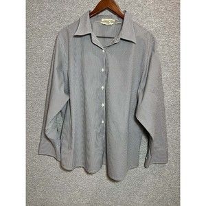 Eddie Bauer Button Up Shirt Men XXL Wrinkle Resistant Long Sleeve Gingham Gray